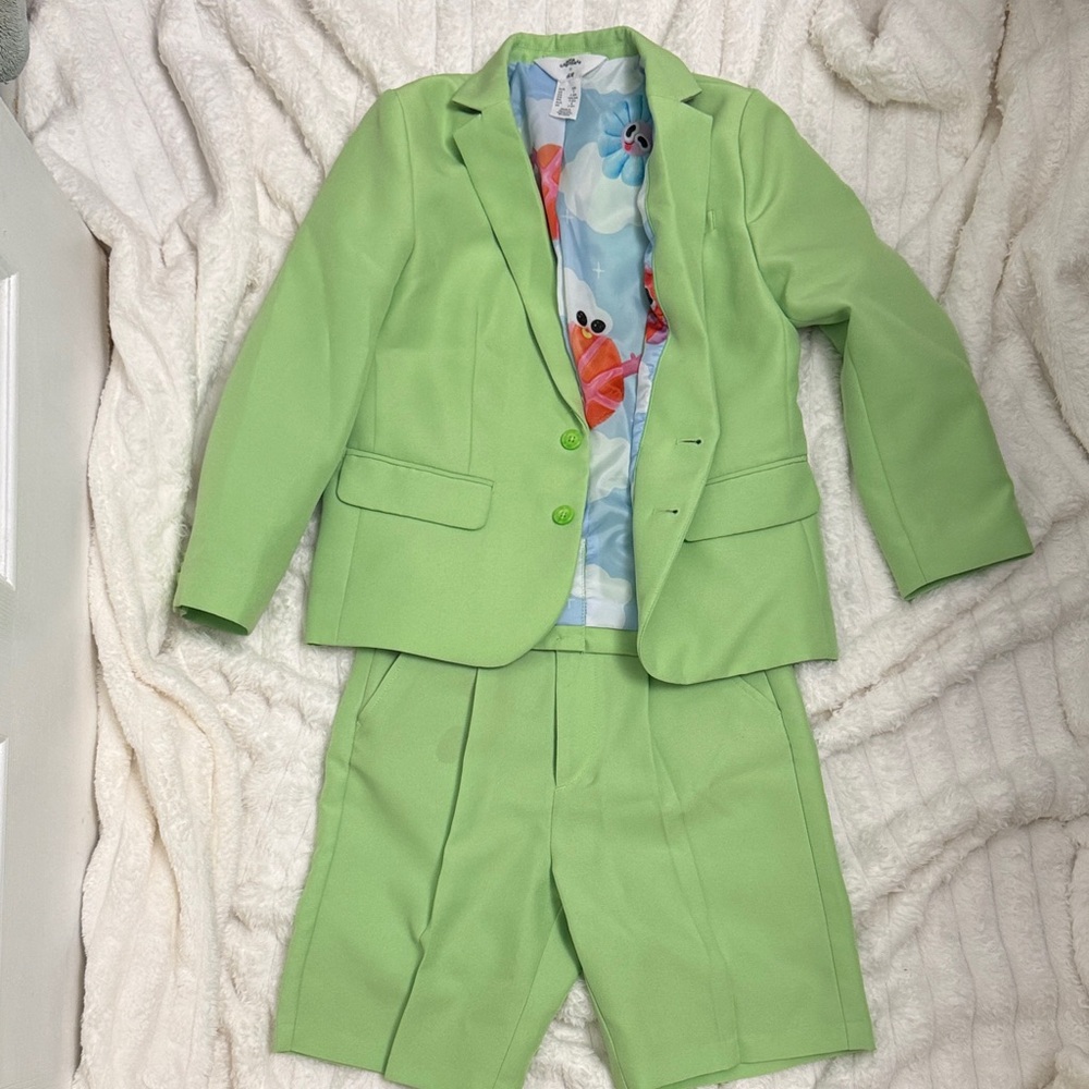Green Blazer and Shorts Set